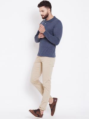beige solid chinos - 16509371 - Standard Image - 4