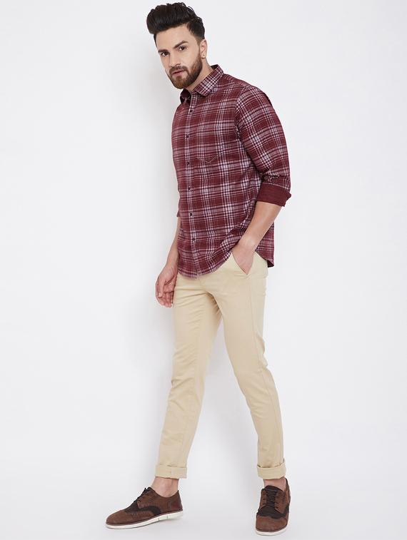 beige solid chinos - 16509400 - Zoom Image - 4
