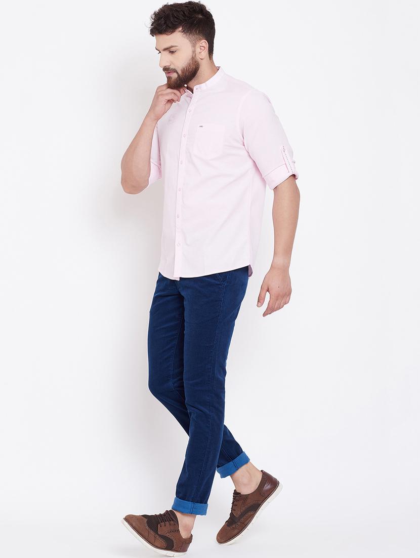 blue solid corduroy casual trouser - 16509408 - Zoom Image - 4
