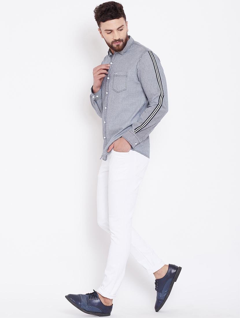 grey denim striped casual shirt - 16509420 - Zoom Image - 4