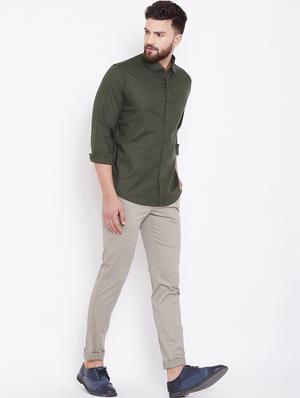 green solid casual shirt - 16509427 - Standard Image - 4