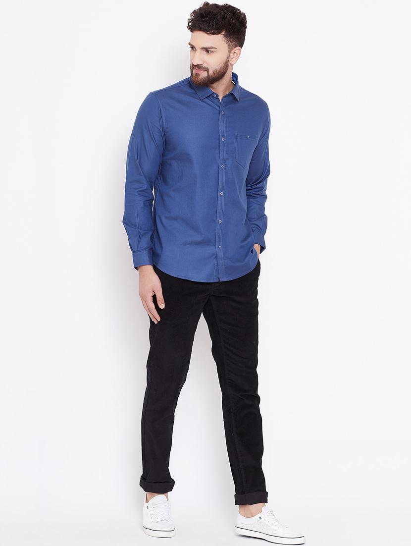 blue solid casual shirt - 16509428 - Zoom Image - 4