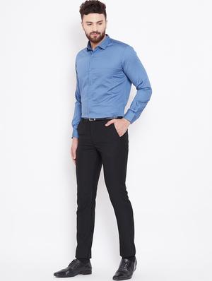 blue self design formal shirt - 16509445 - Standard Image - 4