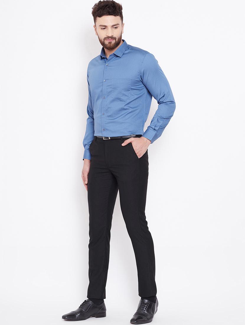 blue self design formal shirt - 16509445 - Zoom Image - 4