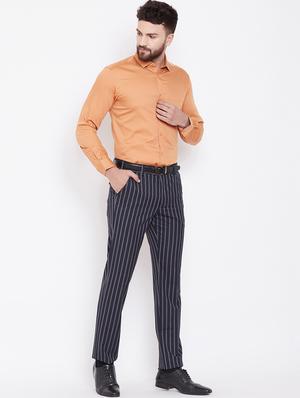 orange self design formal shirt - 16509447 - Standard Image - 4