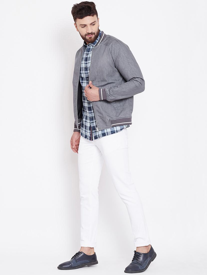 grey solid denim jacket - 16509456 - Zoom Image - 4