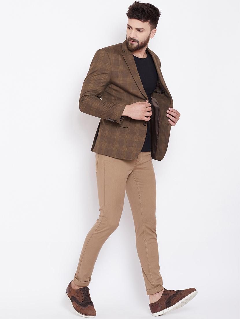 brown single breasted checkered casual blazer - 16509459 - Zoom Image - 4