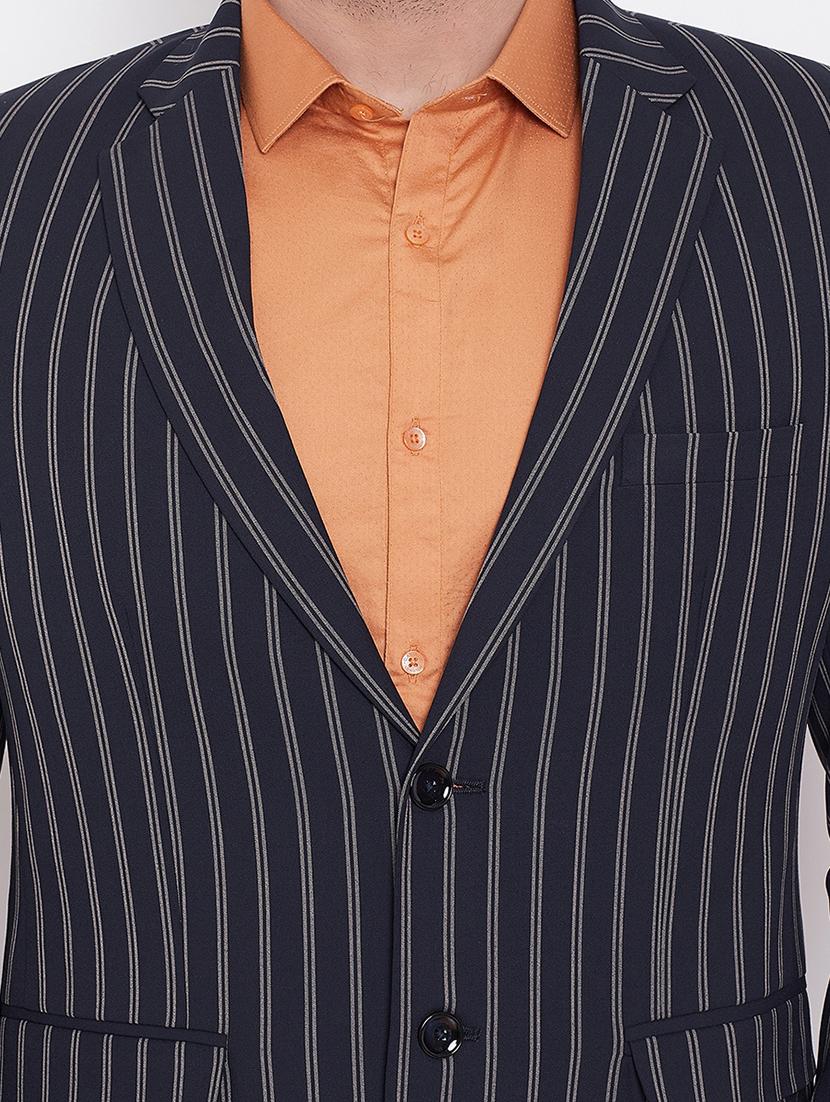 navy blue single breasted striped suit - 16509462 - Zoom Image - 4