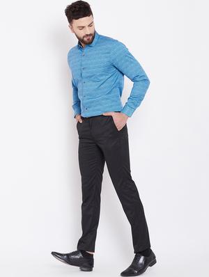 black solid flat front formal trouser - 16509466 - Standard Image - 4