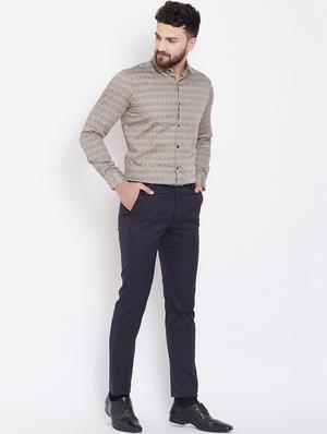 navy blue textured flat front formal trouser - 16509471 - Standard Image - 4