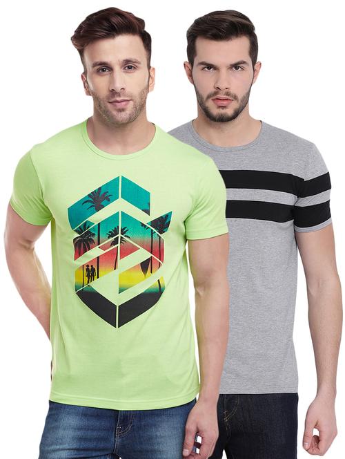 green and grey printed combo t-shirts - 16509496 - Very Small Image - 1