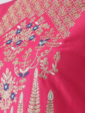 embroidered silk straight kurta - 16511014 - Standard Image - 4