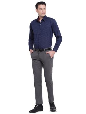 navy blue printed formal shirt - 16511353 - Standard Image - 4
