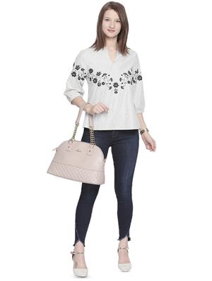 notch neck embroidered top - 16513078 - Standard Image - 4