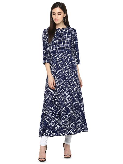 printed a-line ethnic dress - 16513447 - Standard Image - 1