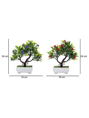 artificial 3 branch bonsai trees combo with shemrock leaves, red and dark purple roses - 16513458 - Standard Image - 4