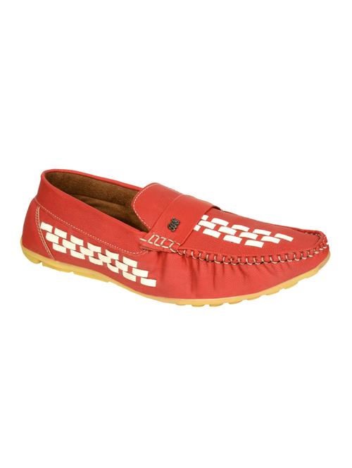 shoes kingdom red leatherette slip on loafers - 16513487 - Standard Image - 1