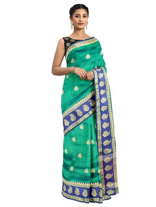 bordered woven saree with blouse - 16514644 - Very Small Image - 1