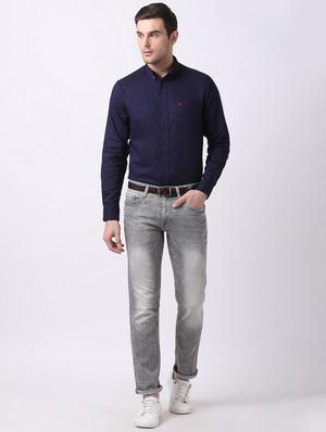 navy blue solid casual shirt - 16515035 - Standard Image - 4