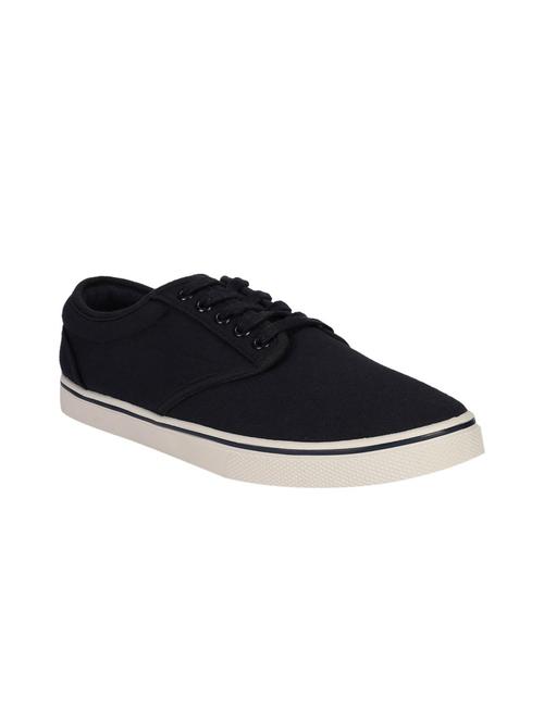 peter england navy blue canvas lace up sneakers - 16516169 - Standard Image - 1