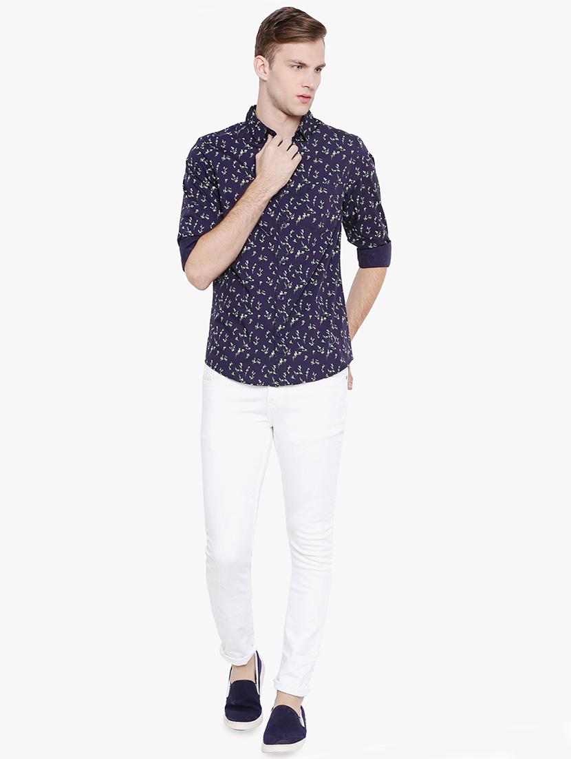 navy blue floral printed casual shirt - 16516637 - Zoom Image - 4