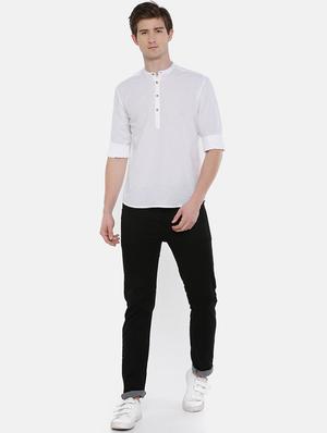 white solid short kurta - 16516780 - Standard Image - 4