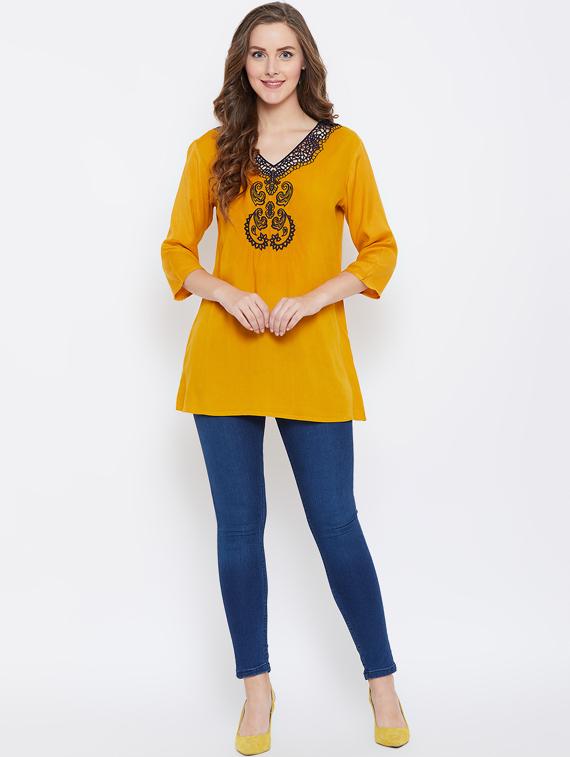 embroidered detail solid tunic - 16517552 - Zoom Image - 4