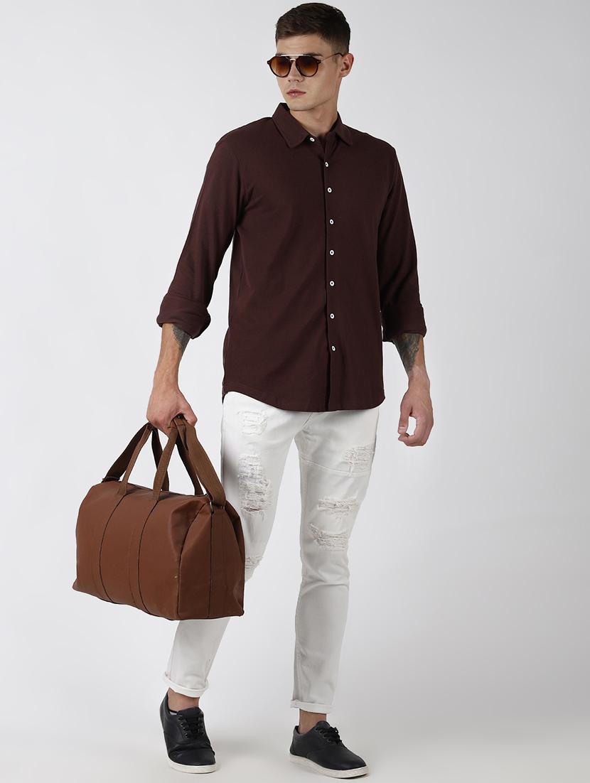 brown solid casual shirt - 16517896 - Zoom Image - 4