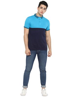 blue cut & sew collared t-shirt - 16517944 - Standard Image - 4