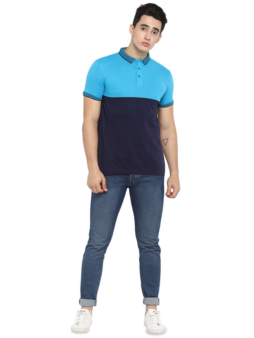blue cut & sew collared t-shirt - 16517944 - Zoom Image - 4