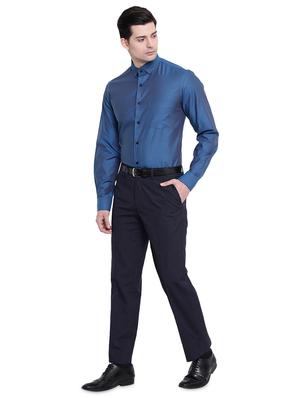 blue self design formal shirt - 16518041 - Standard Image - 4