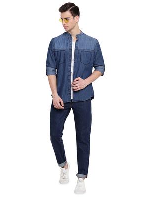 blue denim casual shirt - 16518060 - Standard Image - 4