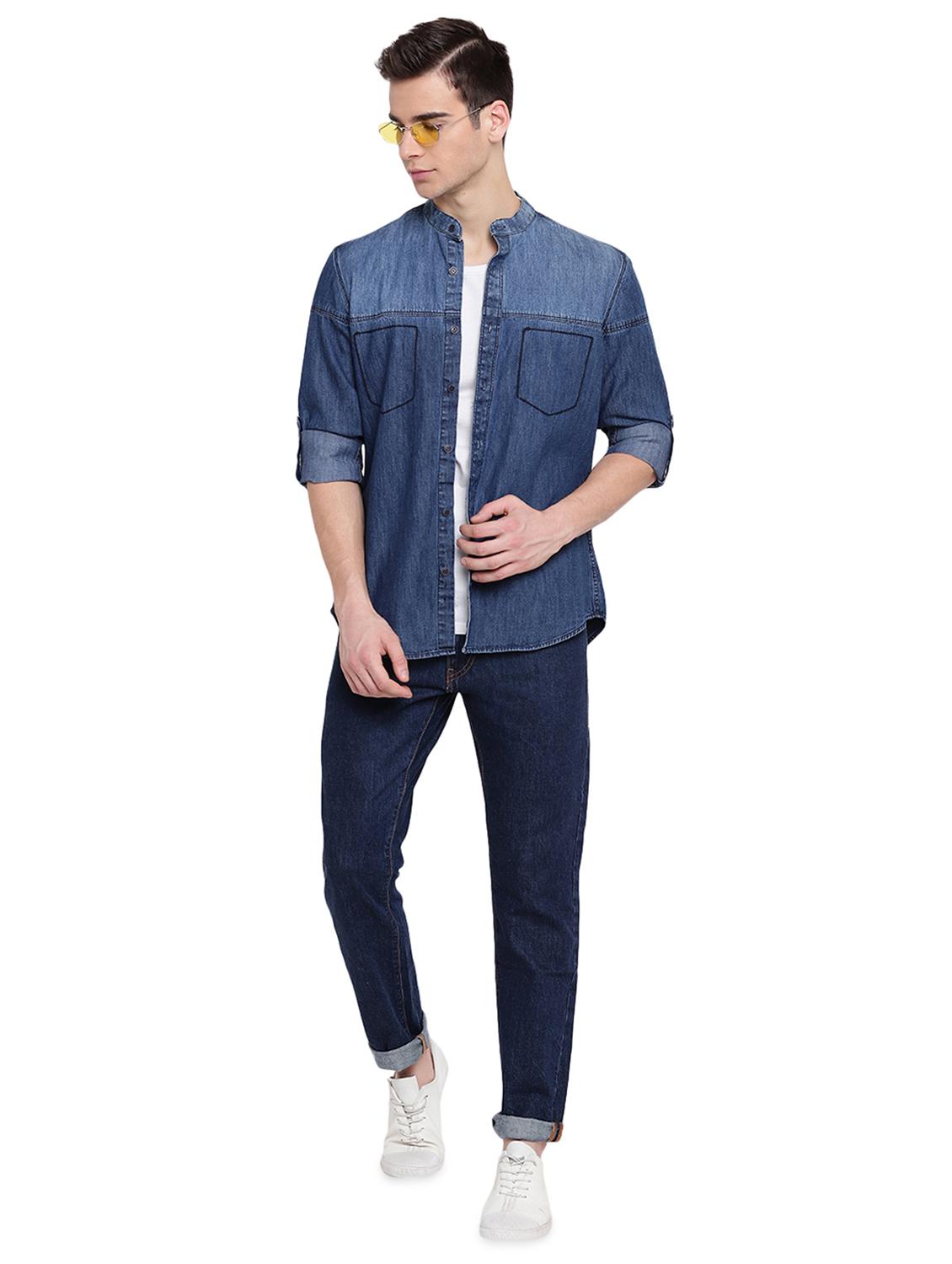 blue denim casual shirt - 16518060 - Zoom Image - 4