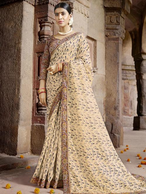 conversational printed saree with blouse - 16518354 - Very Small Image - 1