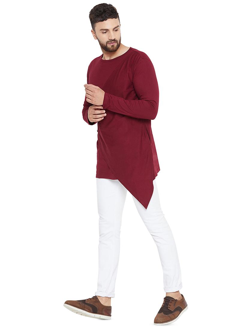 maroon solid asymmetric t-shirt - 16518738 - Zoom Image - 4