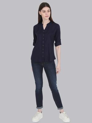 roll up sleeved mandarin neck shirt - 16519179 - Standard Image - 4