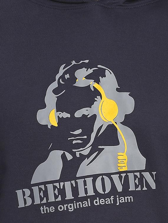 navy blue chest print sweatshirt - 16519272 - Zoom Image - 4
