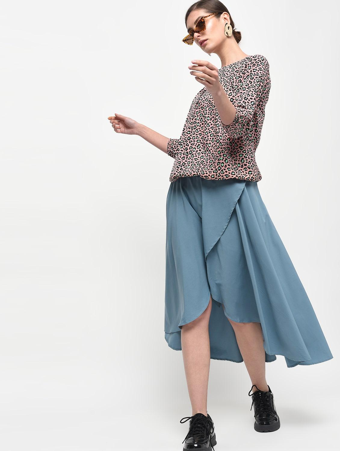 round neck animal print blouson top - 16523882 - Zoom Image - 4