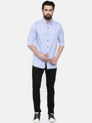 blue solid casual shirt - 16523929 - Standard Image - 4