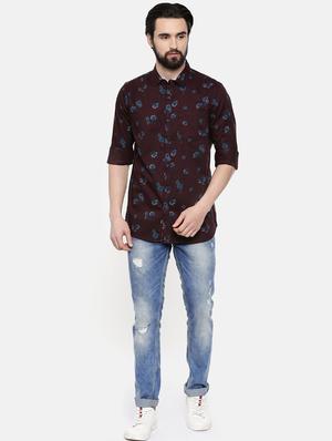 brown floral print casual shirt - 16523933 - Standard Image - 4
