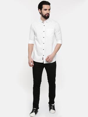 white printed casual shirt - 16523936 - Standard Image - 4