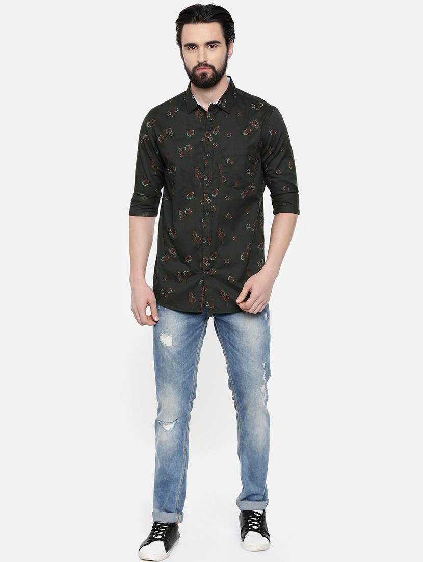 green floral print casual shirt - 16523940 - Zoom Image - 4