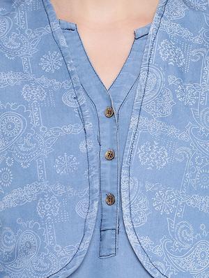 denim kurta with jacket kurta - 16524412 - Standard Image - 4