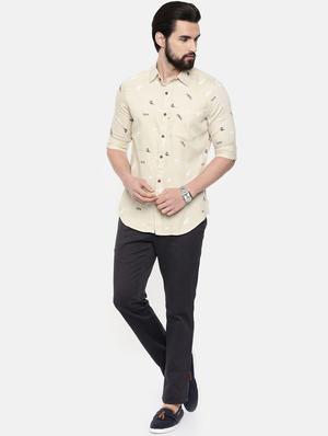 beige printed casual shirt - 16525603 - Standard Image - 4