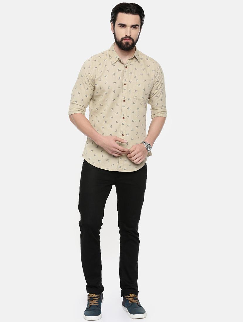 beige printed casual shirt - 16525616 - Zoom Image - 4