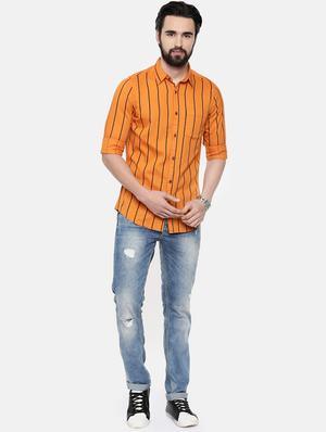 orange striped casual shirt - 16525624 - Standard Image - 4