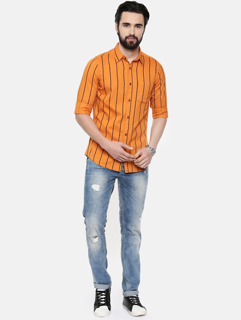 orange striped casual shirt - 16525624 - Zoom Image - 4
