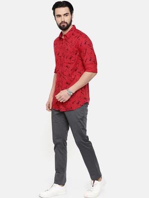 red printed casual shirt - 16525627 - Standard Image - 4