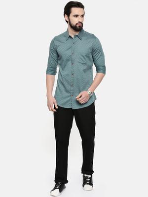 green printed casual shirt - 16525638 - Standard Image - 4