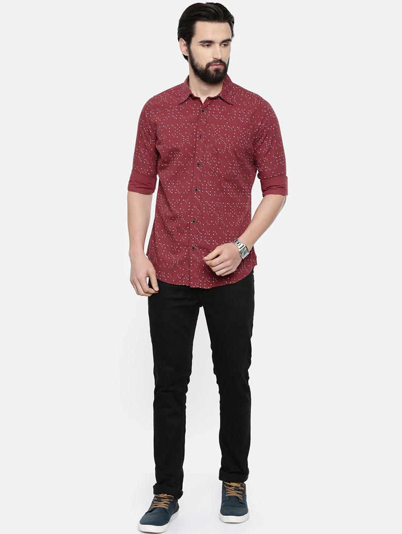 maroon printed casual shirt - 16525647 - Zoom Image - 4